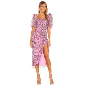 Aiifos 100% silk Eleanor Dress in Pink & Coffee
